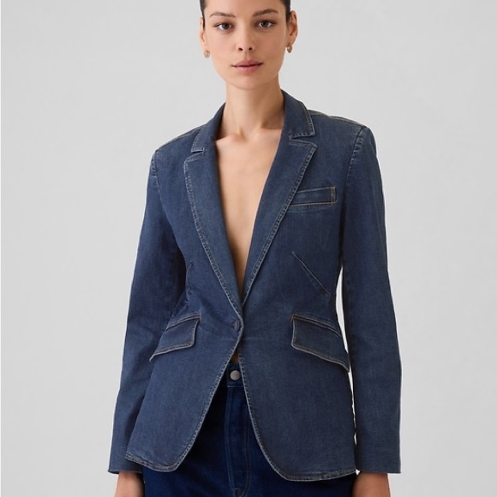 GAP Women's Dark Blue Denim Blazer